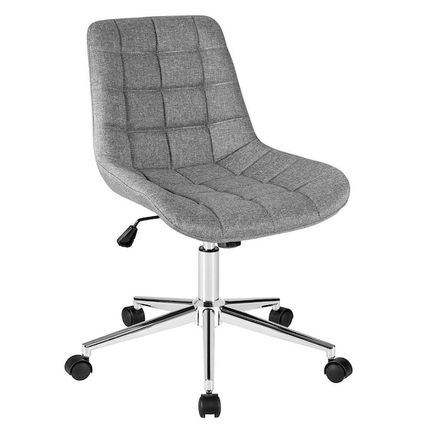 FORCLOVER Gray Armless Fabric Seat Swivel Office Task Chair with Adjustable Height