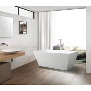 Narbonne 67 in. x 31 in. Acrylic Flatbottom Freestanding Soaking Bathtub with Center Drain in White/Brushed Nickel