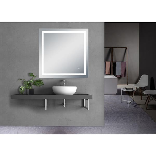 Dreamwerks Riga 32 in. W x 32 in. H Square Frameless LED Wall Mount Bathroom Vanity Mirror