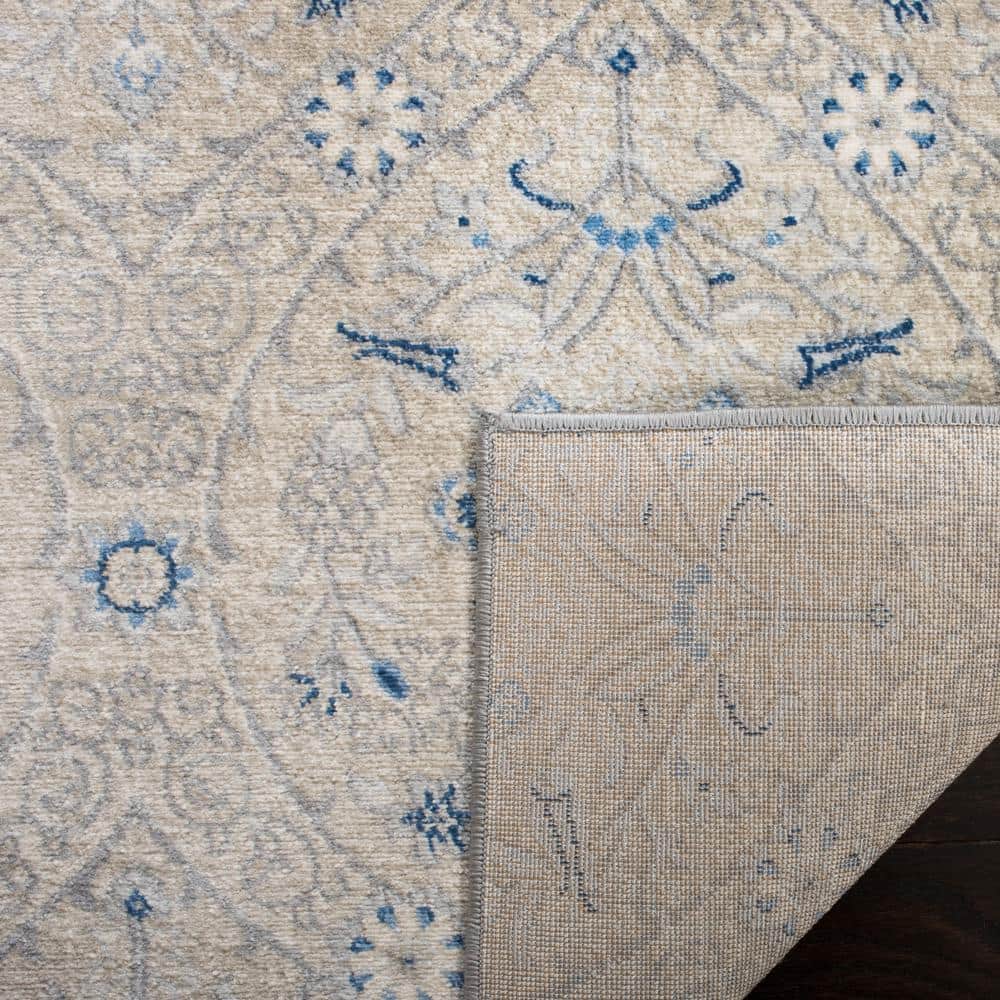 Elysian Light Grey/Blue Synthetic Rectangular Easy-Care Rug