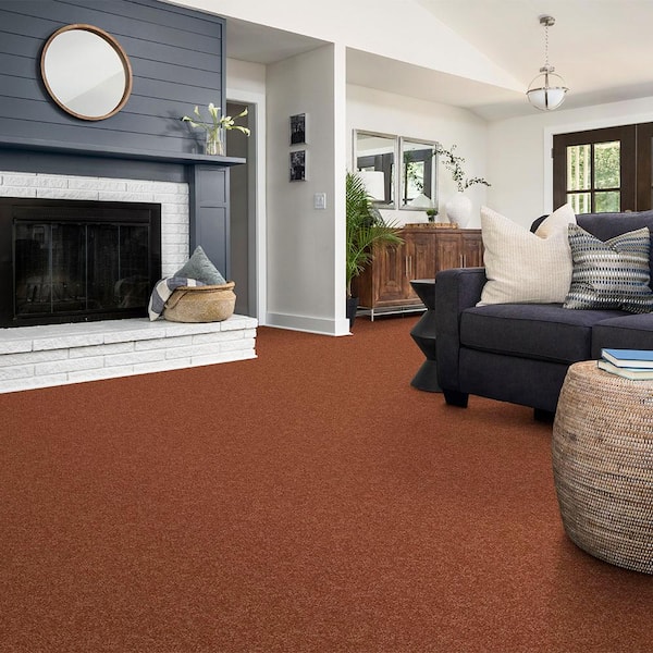 Watercolors II - Copper - Orange 38.4 oz. Polyester Texture Installed Carpet