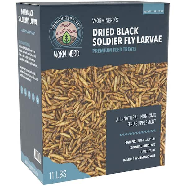 Arcadia Garden Products Worm Nerd Dried Black Soldier Fly Larvae High Protein treat for Chickens, Birds, Reptiles, Amphibians, Fish 11 lbs.
