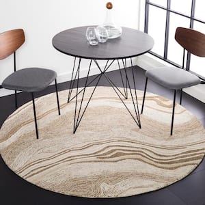 Fifth Avenue Beige/Ivory 6 ft. x 6 ft. Gradient Abstract Round Area Rug