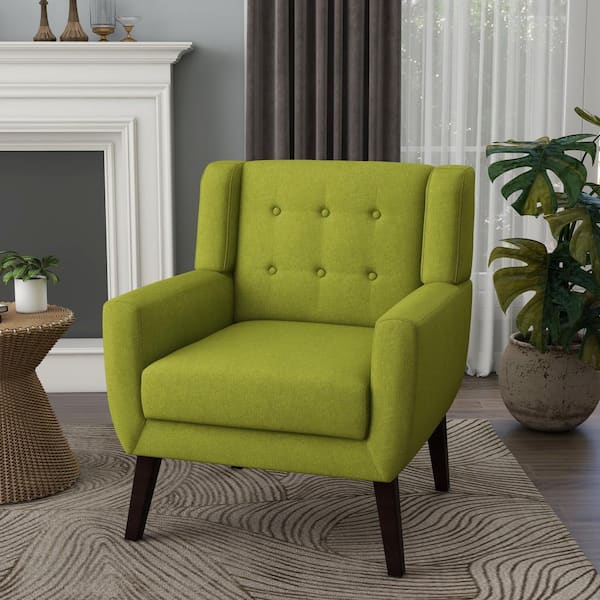 Uixe Green Linen Upholstery Arm Chair (Set of 1) IDF-SF0003-GN