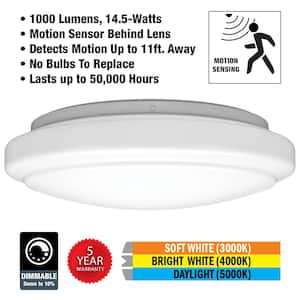 12 in. Motion Sensing LED Closet Light Flush Mount Ceiling Light 1000 Lumens 4000K Bright White (8-Pack)