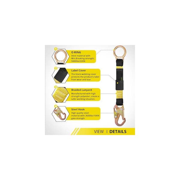 Safety Harness Extension Lanyard 18 D-Ring Extender Fall