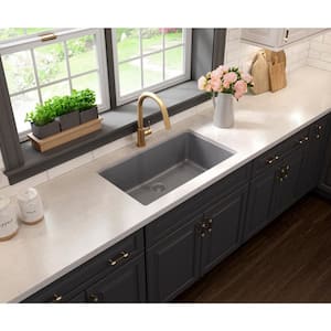 Drop-in/Undermount Granite Composite 33 in. Single Bowl Kitchen Sink in Gray