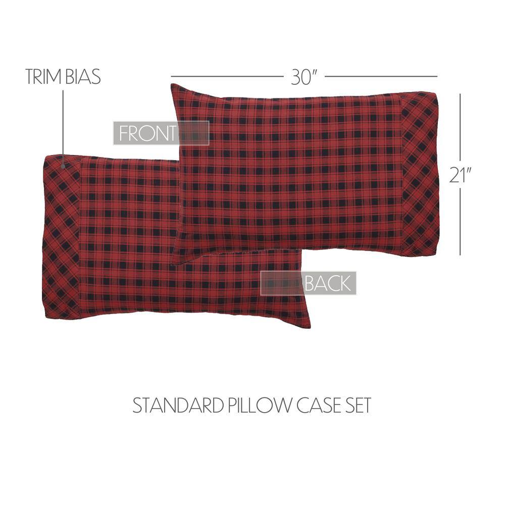 Cumberland Red and Black Plaid Cotton Standard Pillowcase Set