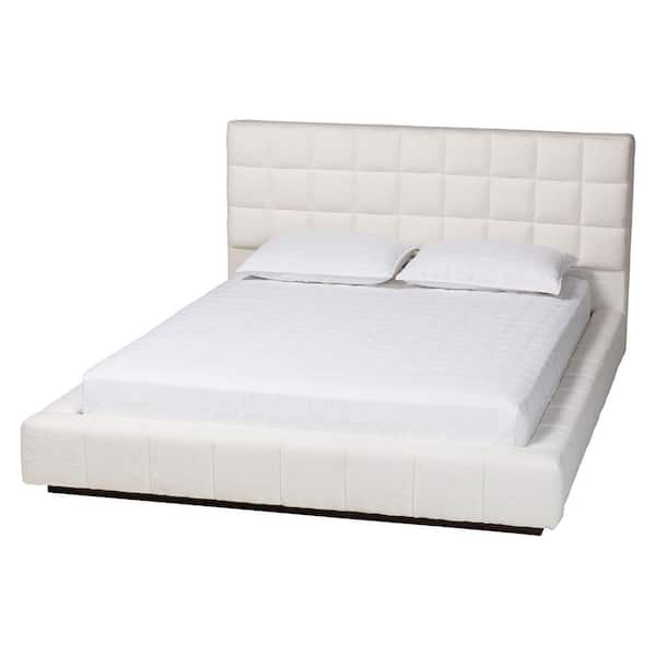 Braylin White Fabric Frame King Platform Bed