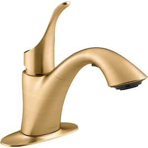 Simplice Single-Handle Utility Faucet with Pull-Out Sprayer in Vibrant Brushed Moderne Brass