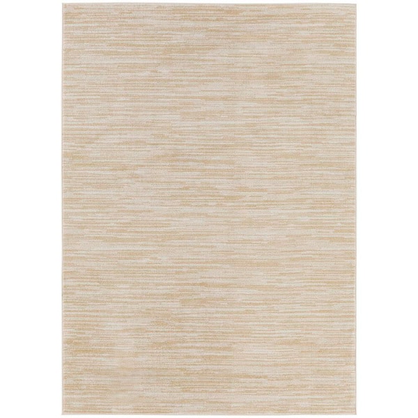 Essentials 4 ft. x 6 ft. Ivory Gold Abstract Contemporary Indoor/Outdoor Area Rug