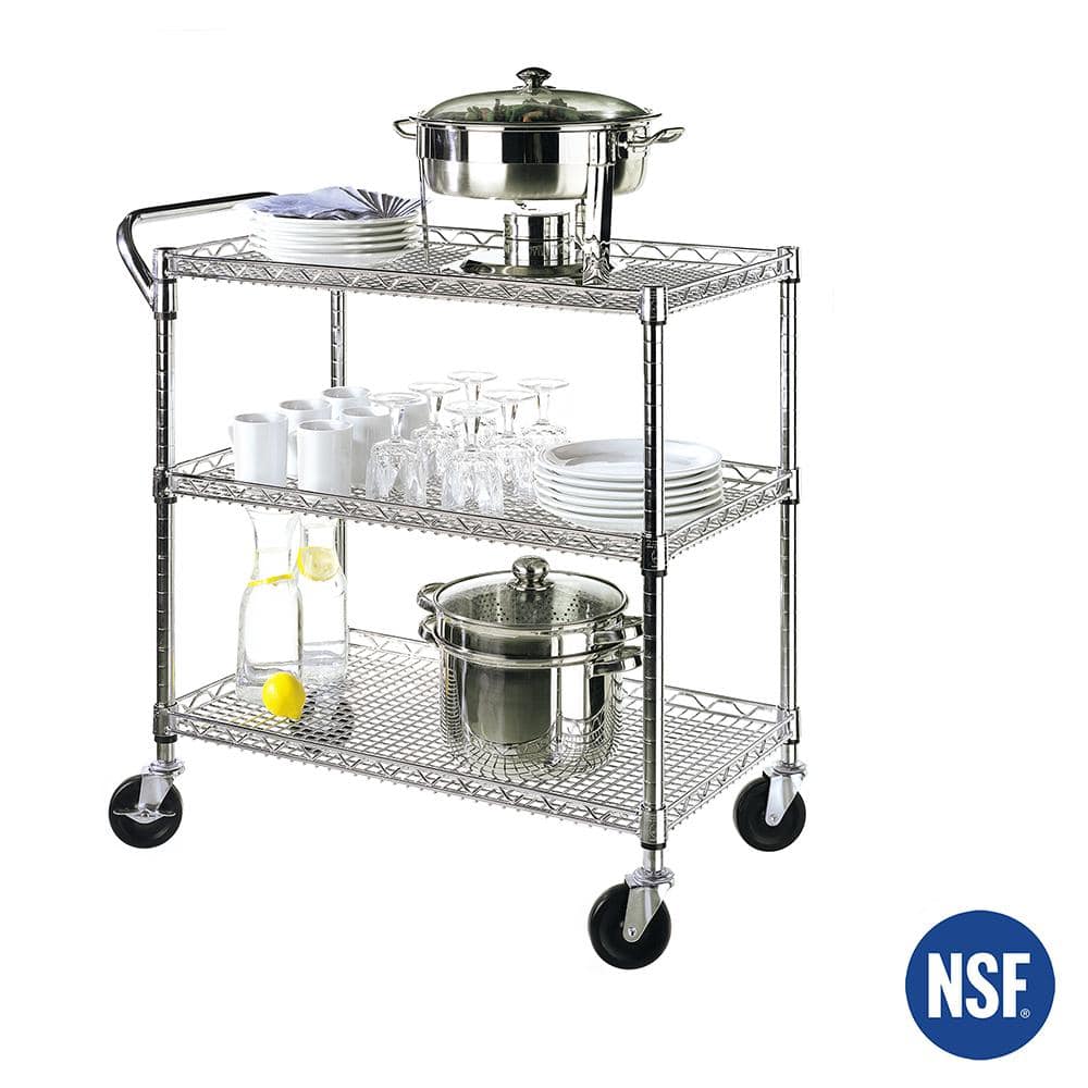 Seville Classics Industrial All-Purpose Utility Cart, NSF Listed, Grey -  SHE18304BZ
