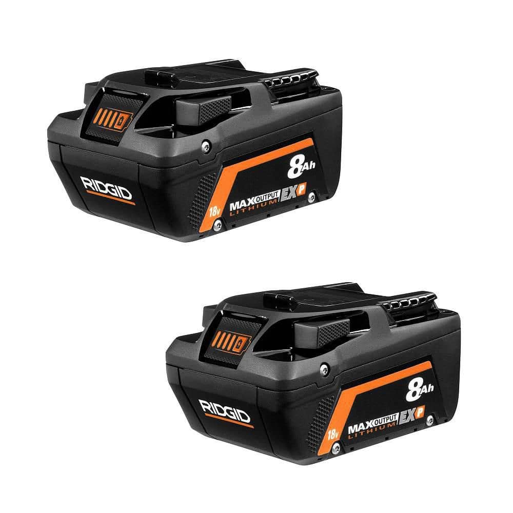 RIDGID 8.0 Ah Max Output Lithium-Ion Battery (2-Pack)