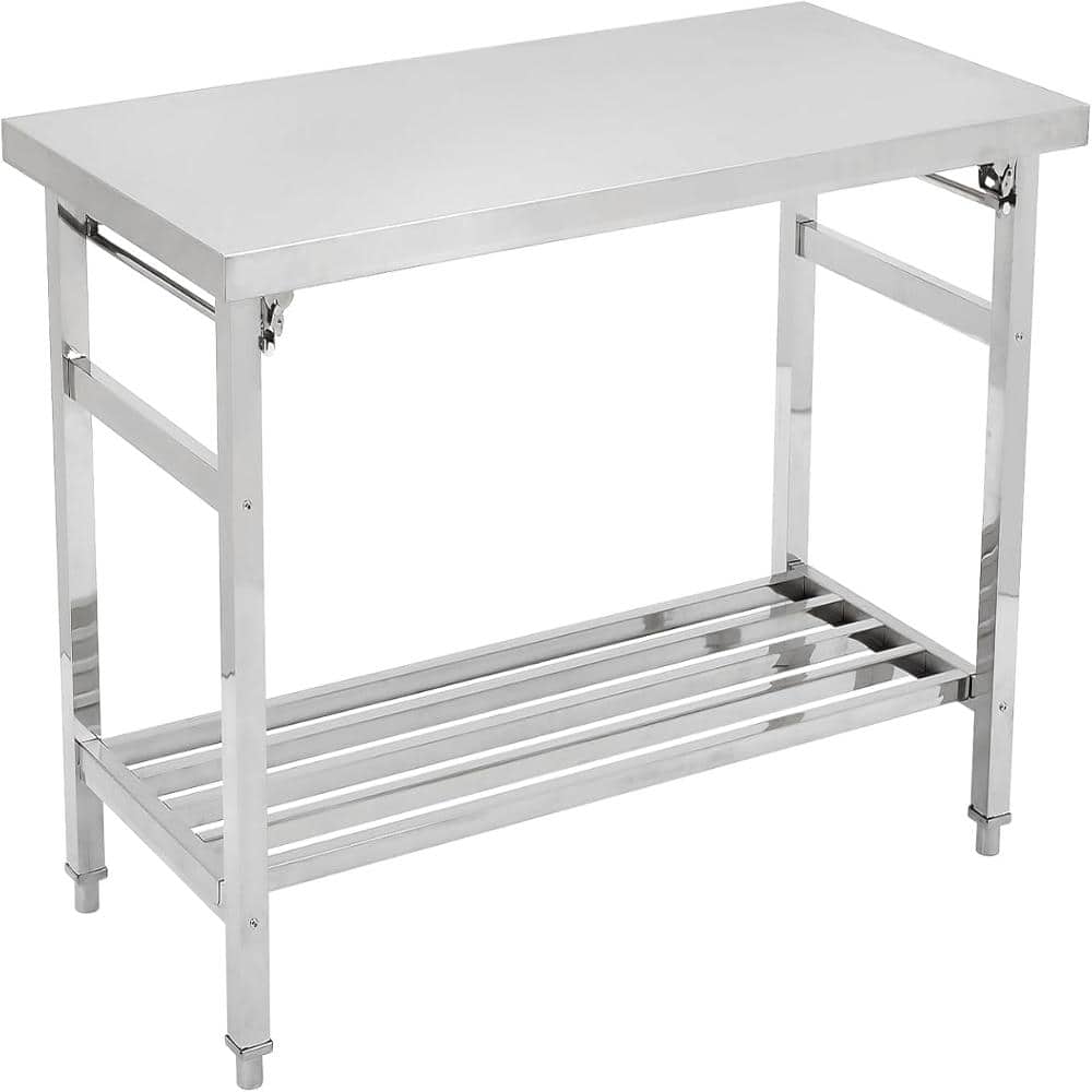 "48""x24"" NSF Folding Work Table Stainless Steel Prep Station with Adjustable Undershelf, Heavy Duty Kitchen Table" price history on PriceWatchPro