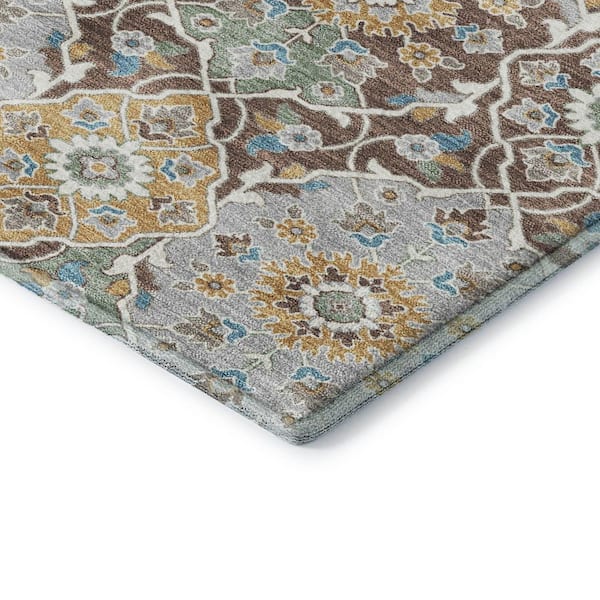 Mayfield Premium Machine Washable Abstract AMF2199 Chocolate 9 ft. x 12 ft. Area Rug