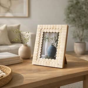 4 in. x 6 in. Ivory Resin Wood Scalloped Picture Frame