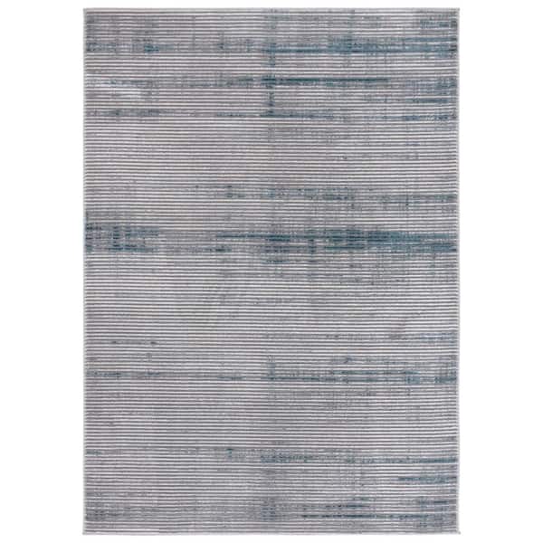 SAFAVIEH Martha Stewart Gray/Blue 4 ft. x 6 ft. Muted Striped Area Rug