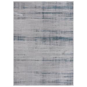 Martha Stewart Gray/Blue 5 ft. x 8 ft. Muted Striped Area Rug