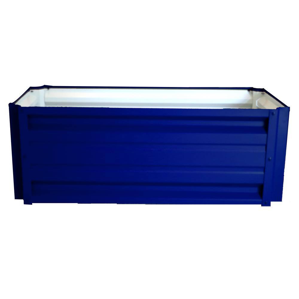 24 inch by 48 inch Rectangle Gallery Blue Metal Planter Box PTTM2X4X18