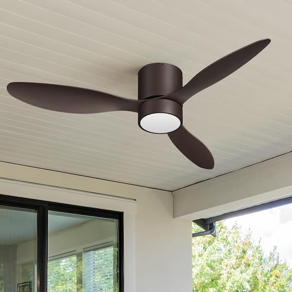 EDISHINE 52 in. Indoor Black Low Profile Standard Ceiling Fan with Integrated LED