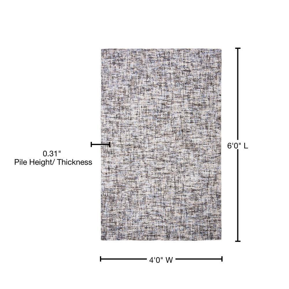 Gray and Beige 4' x 6' Handmade Wool Abstract Area Rug