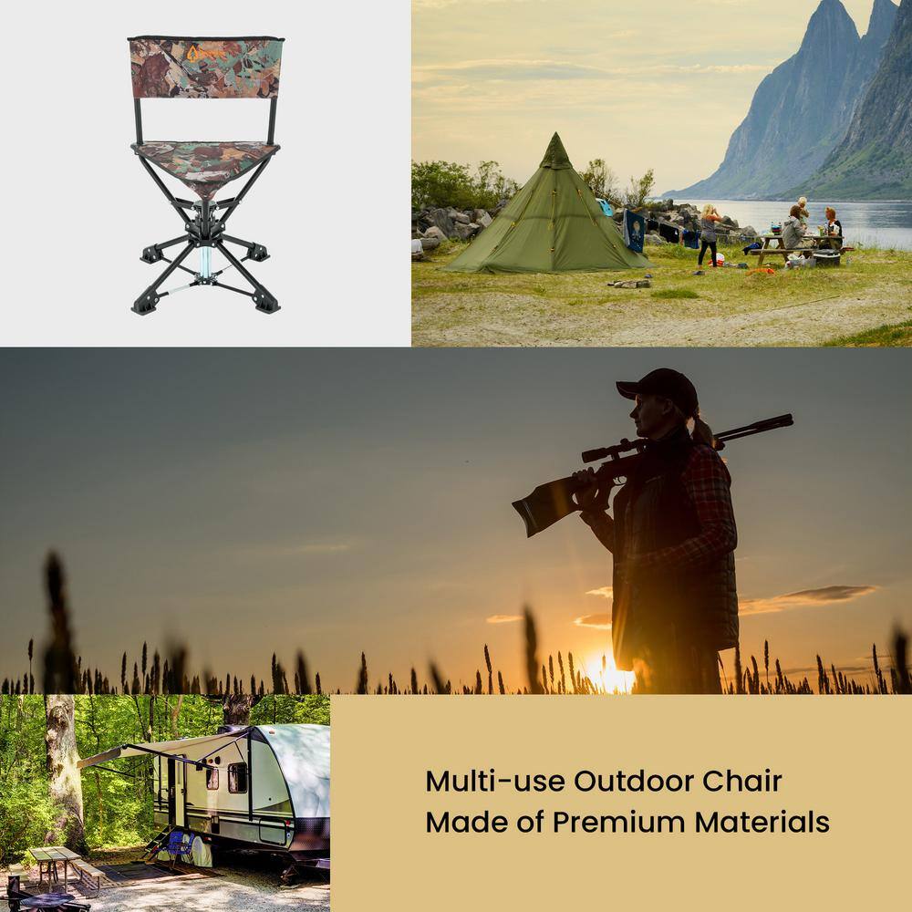 Camo 360° Swivel Tripod Hunting Chair with Steel Frame