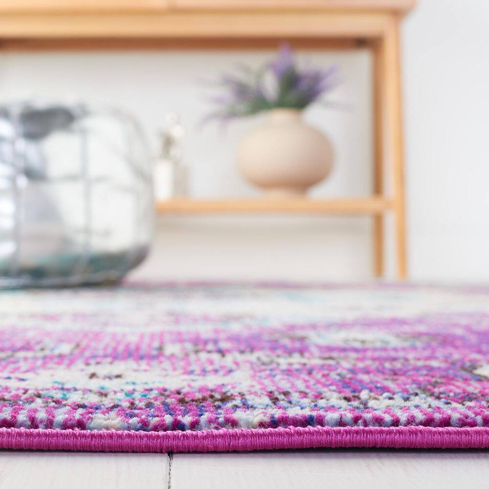 Elinor Light Blue Synthetic 6' Square Easy-Care Area Rug