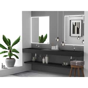 Juniper 84 in. Wall Mount Double-Basin Solid Surface Rectangle Non Vessel Sink Bathroom in Matte Black