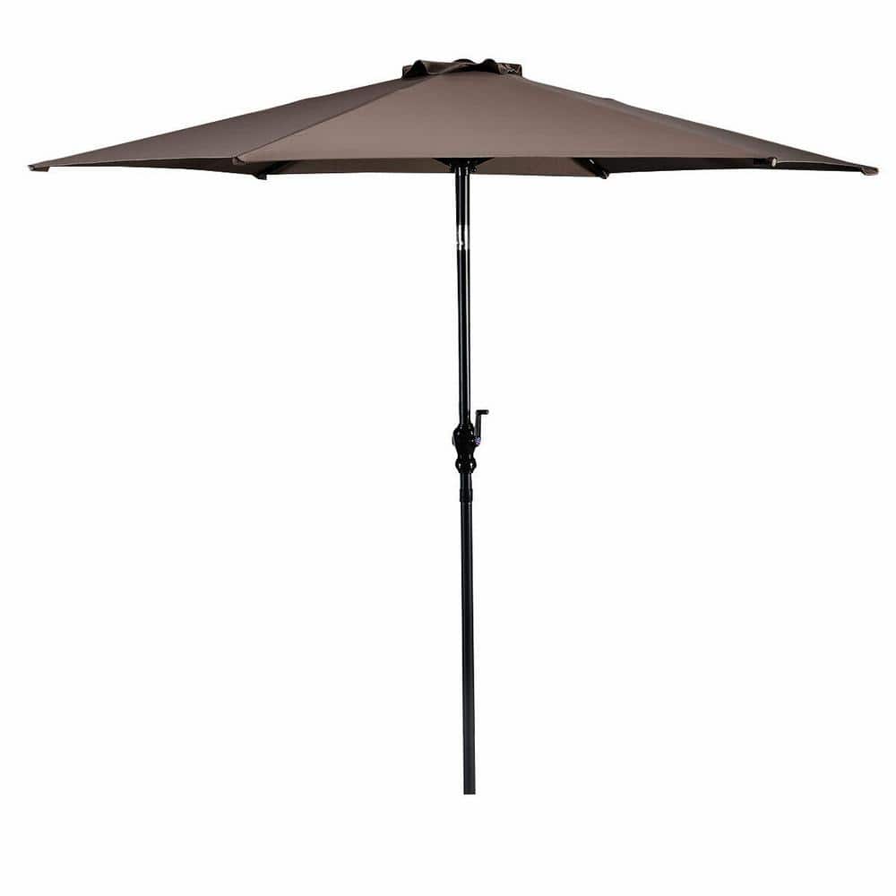 Tan 10ft Hexagon Steel Frame Patio Umbrella with Crank Lift