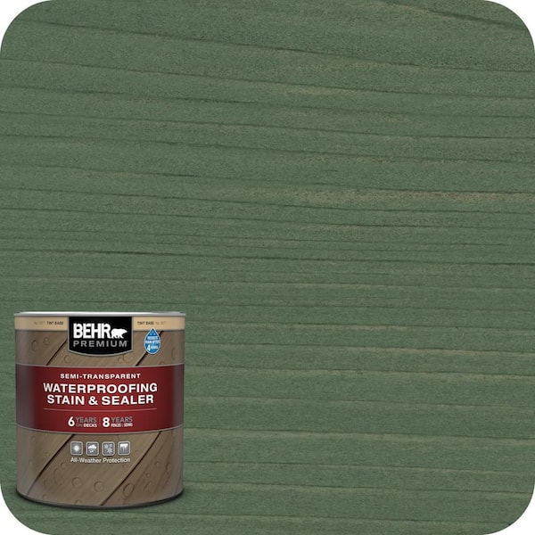 1 qt. #ST-126 Woodland Green Semi-Transparent Waterproofing Exterior Wood Stain and Sealer