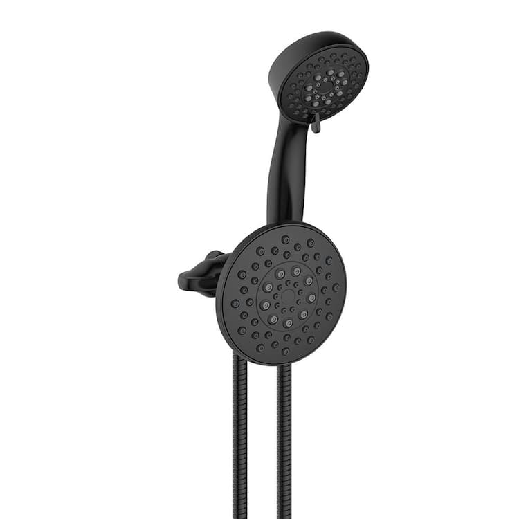 Glacier Bay 6-Spray Patterns 5.51 in. Dual Shower Head and Handheld Shower Head 1.8 GPM in Matte Black