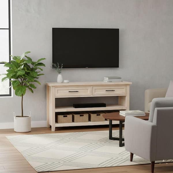 Sanibel 52 in. Unfinished Rectangle Solid Wood Console Table with Drawers