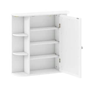 6.5 in. x 25 in. x 26 in. White Multipurpose Wall Surface Mount Bathroom Storage Medicine Cabinet with Mirror