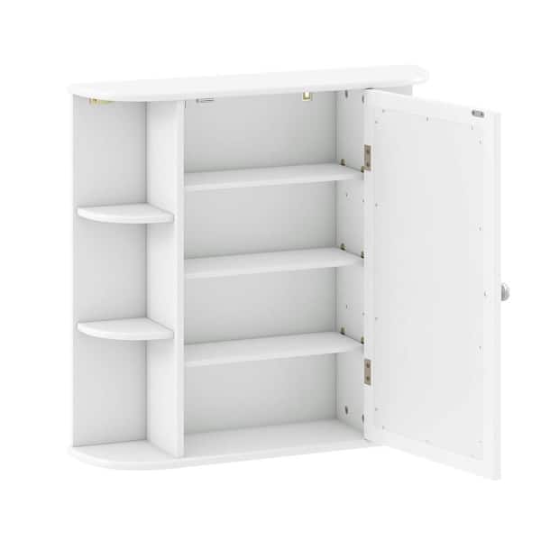 6.5 in. x 25 in. x 26 in. White Multipurpose Wall Surface Mount Bathroom Storage Medicine Cabinet with Mirror