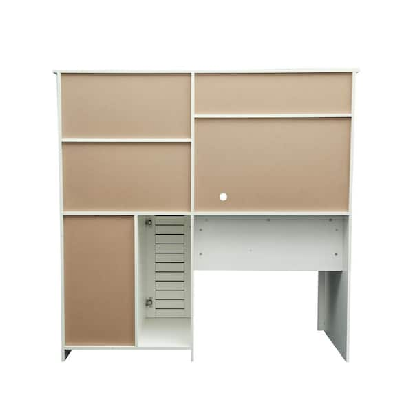 Aoibox 59 in. White Home Office Computer Desk with Hutch SNMX621