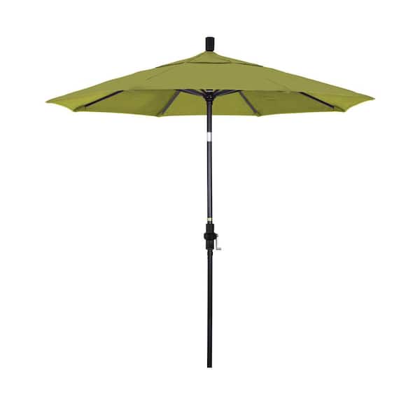 7.5 ft. Black Aluminum Market Patio Umbrella with Collar Tilt Crank Lift in Ginkgo Pacifica