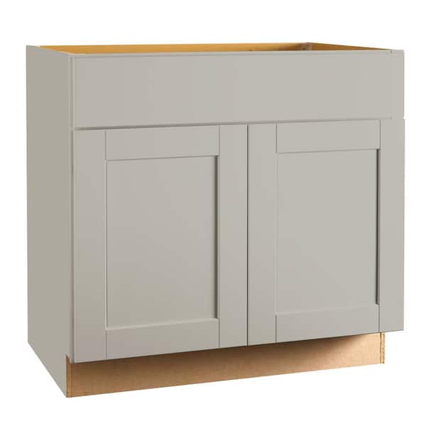 Hampton Bay Shaker Dove Gray Stock Assembled Sink Base Kitchen Cabinet (36 in. x 34.5 in. x 24 in.)