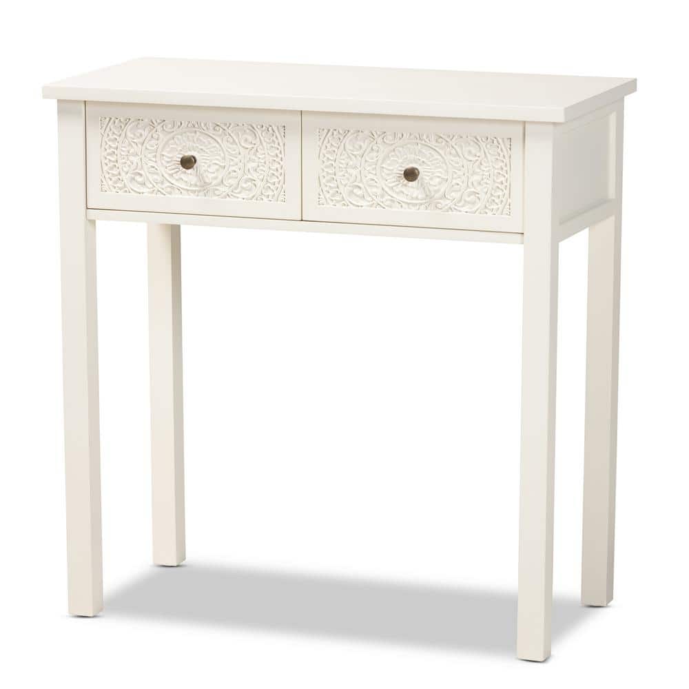 Lambert Classic White Firwood 2-Drawer Console Table