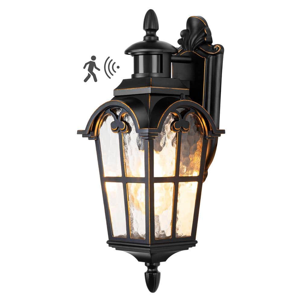 DEWENWILS 16.8 in. Black Motion Sensing Dusk to Dawn Outdoor