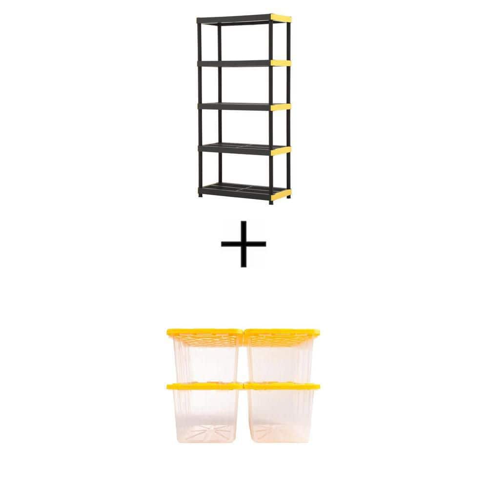 HDX 5-Tier Easy Assembly Multi-purpose Plastic Garage Storage