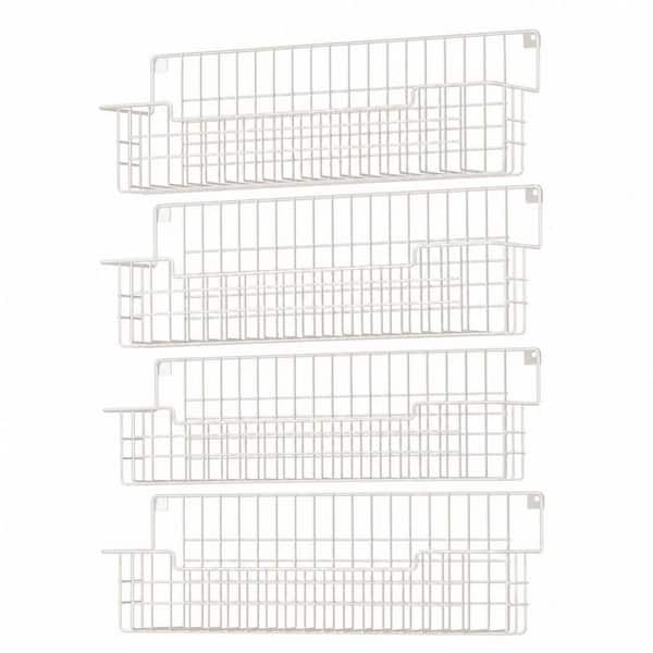 Spice Rack for Cabinet and Pantry Door, Hanging or Wall Mounted Spice Rack Saving Space for Kitchen, White (Set of 4)