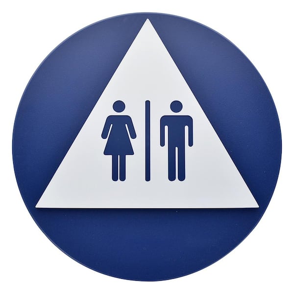 Hillman Restroom Blue Triangle on Circle California A.D.A. Signs