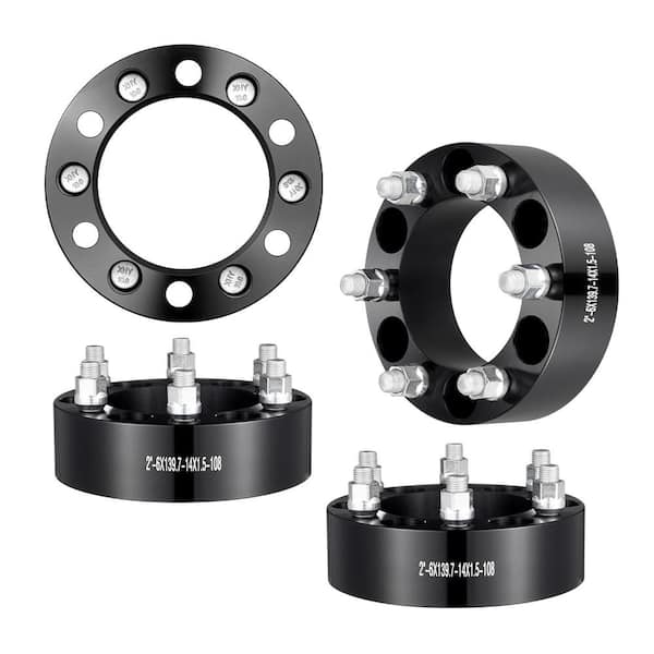 VEVOR 2 in. 6 in. x 5.5 in. Wheel Spacers Wheel Adapters 6 Lug Forged Spacer 4 pcs Black