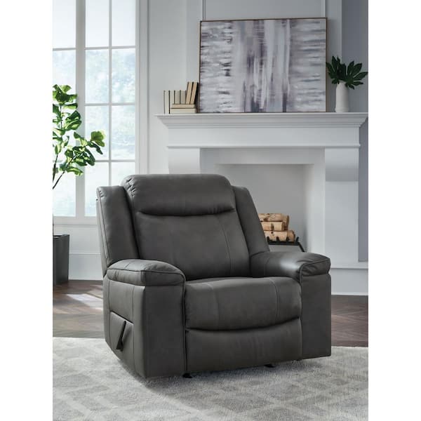 Chadstone Black Faux Leather Standard (No Motion) Recliner with Highbacked