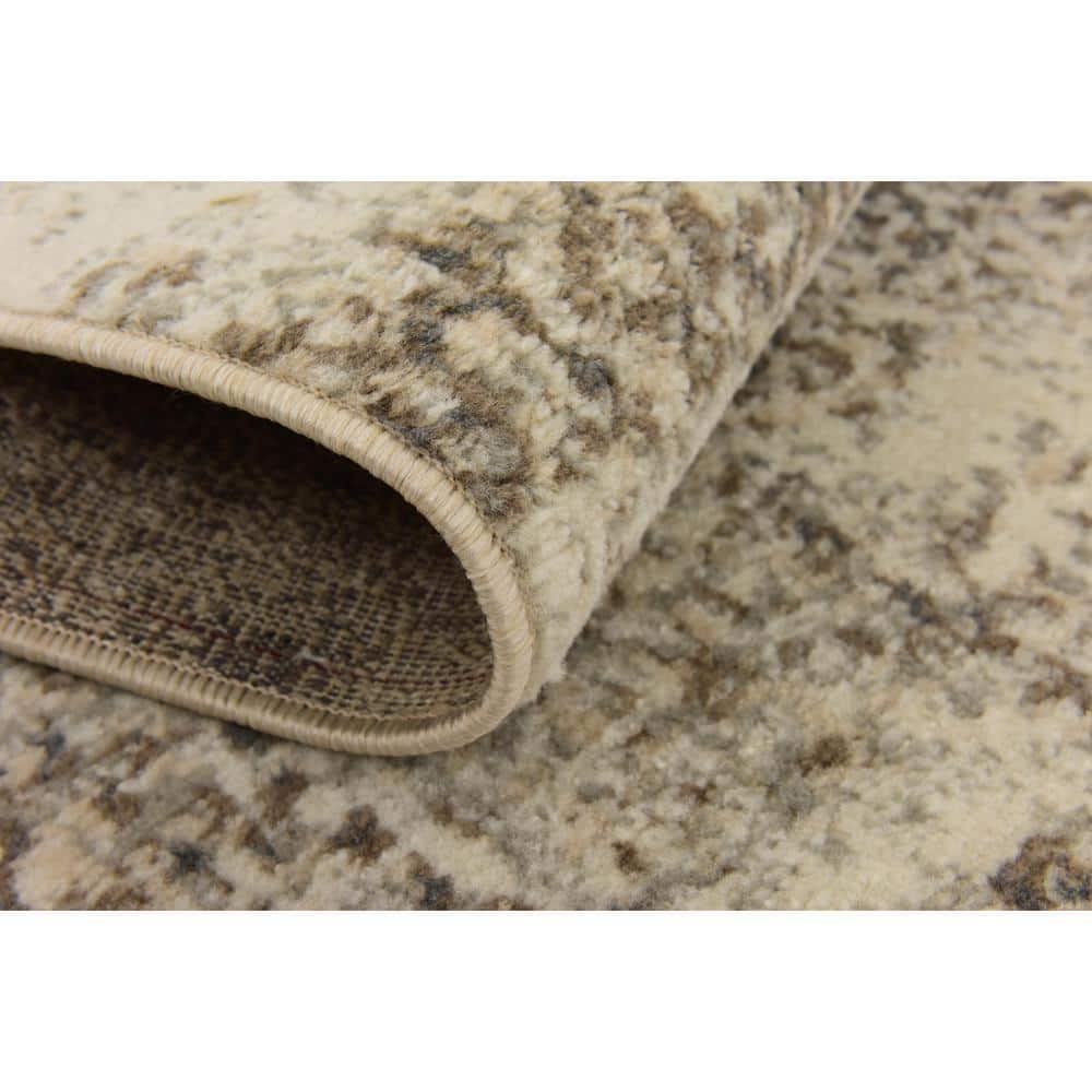 Gray and Ivory Abstract 9' x 12' Stain-Resistant Area Rug