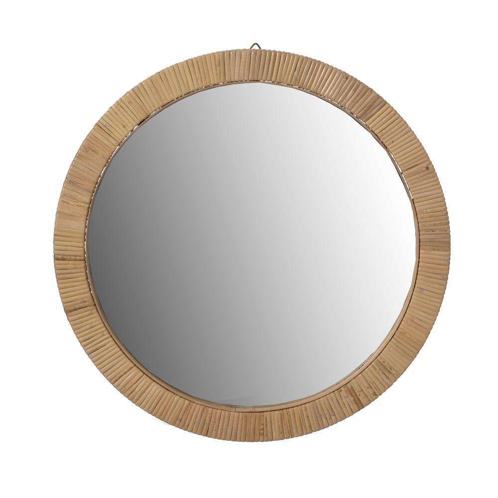 Vintiquewise 15 in. W x 0.25 in. H Round Woven Bamboo Mirror QI004516 - The  Home Depot