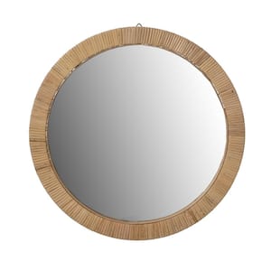 15 in. W x 0.25 in. H Round Woven Bamboo Mirror