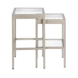 Alexis Satin 24 in. Satin Nickel Nested Side Tables