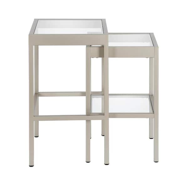 Rocco Rectangular Nested Side Table in Satin Nickel