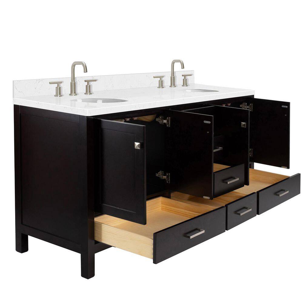 Espresso 72" Double Basin Freestanding Vanity with Quartz Top